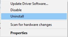 uninstall driver