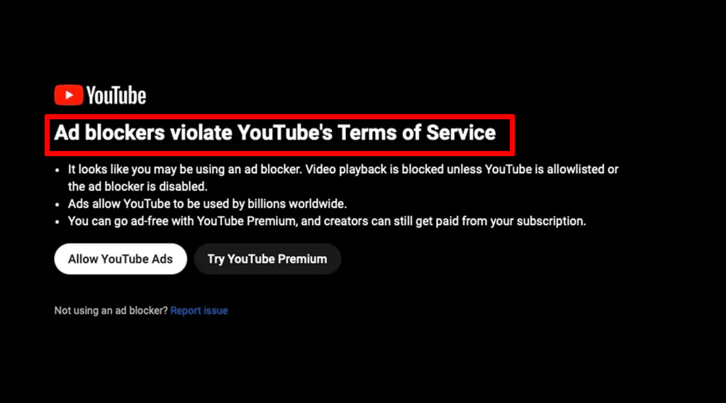Corriger "Les bloqueurs de publicités violent les conditions d'utilisation de YouTube"